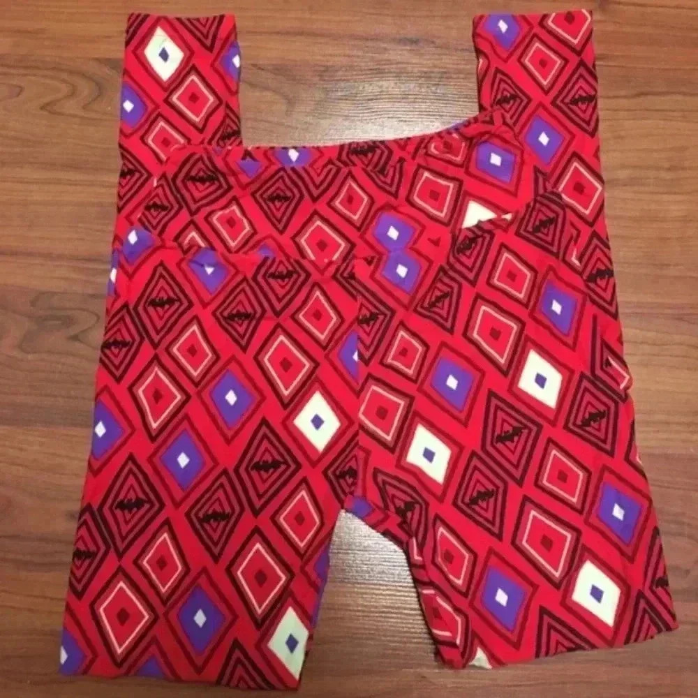 LulaRoe Women's Halloween  Red Bat Leggings